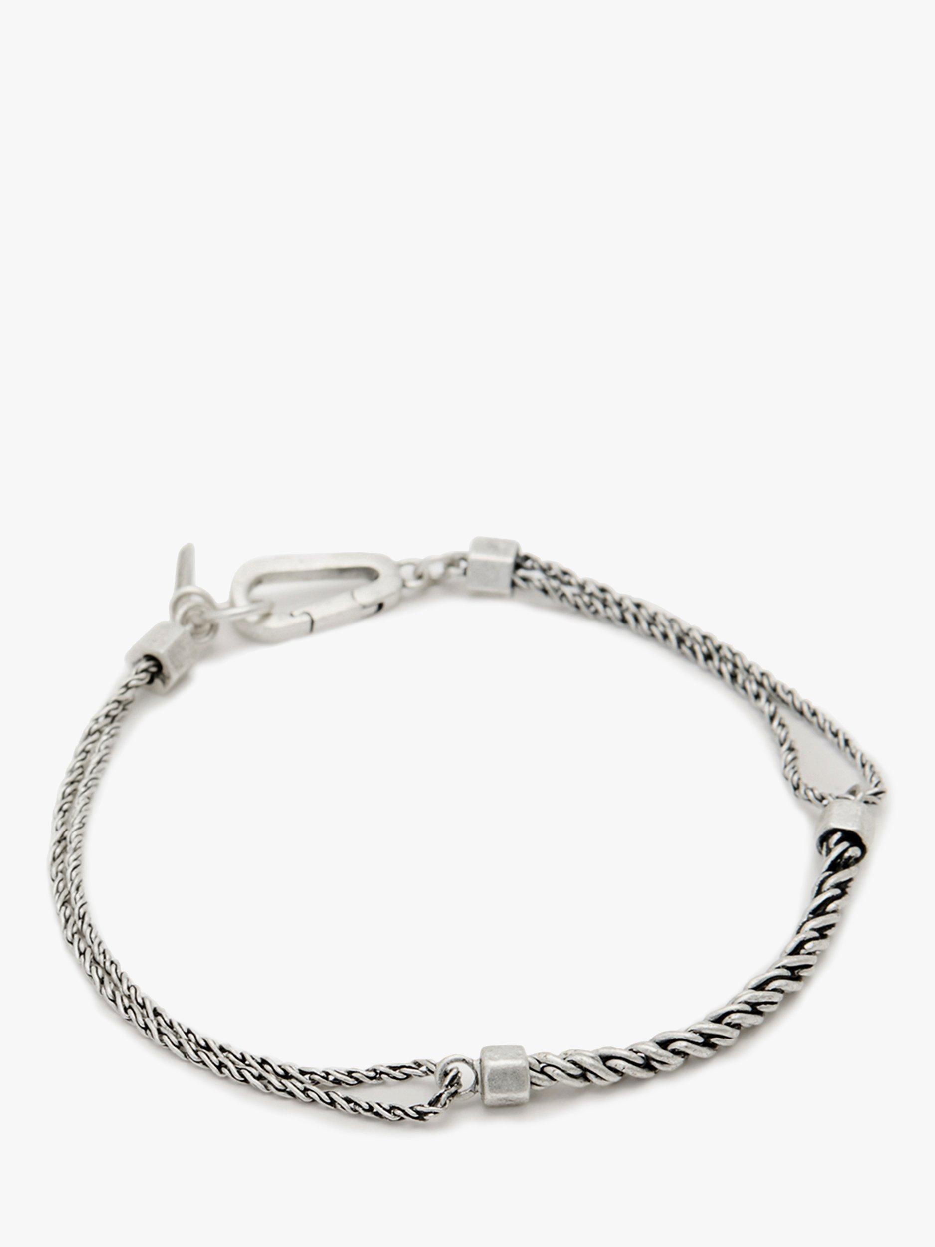 Product image 1 of 5, which shows AllSaints Unisex Double Curb Chain Link Bracelet, Silver