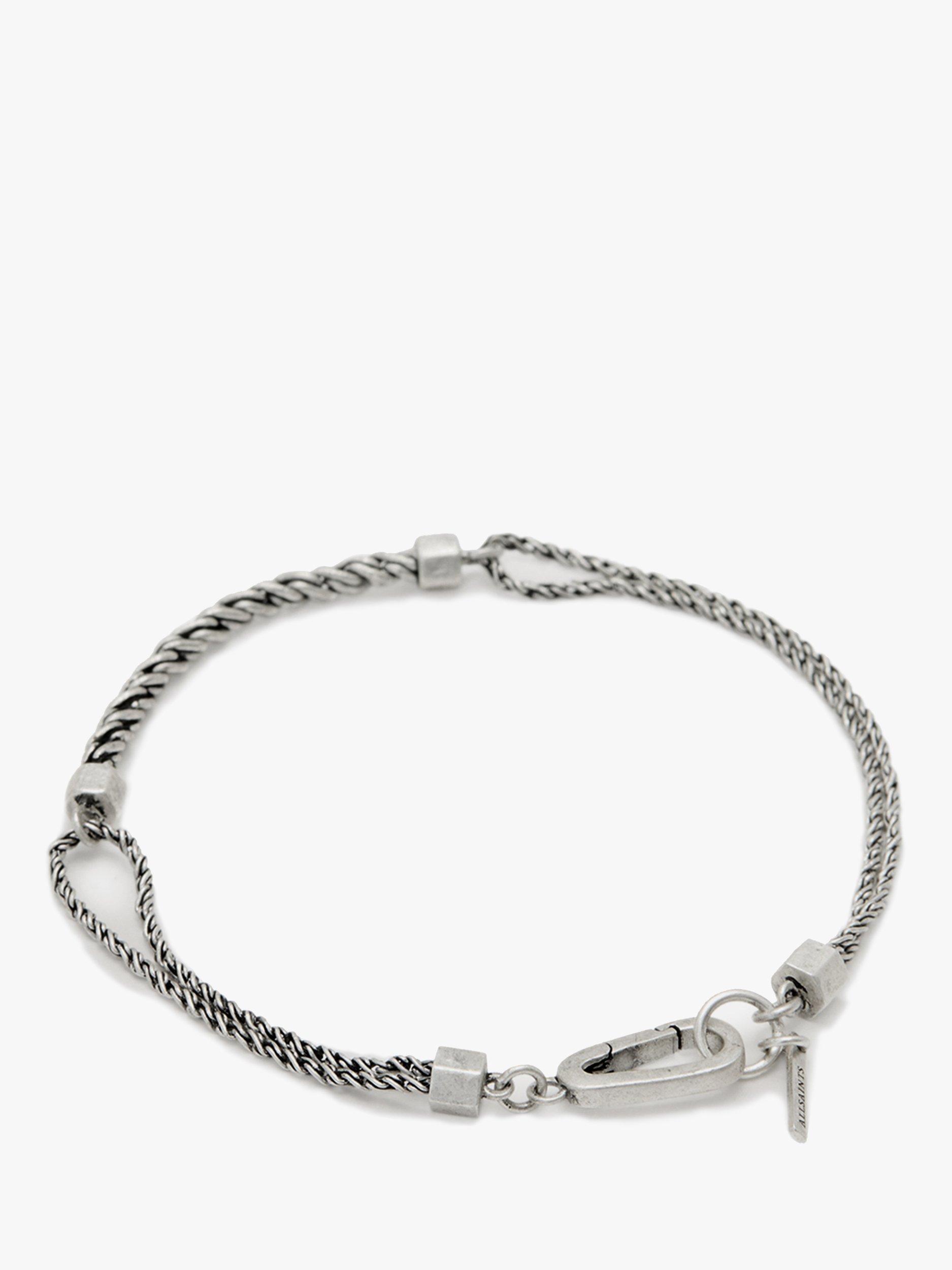 Product image 2 of 5, which shows AllSaints Unisex Double Curb Chain Link Bracelet, Silver