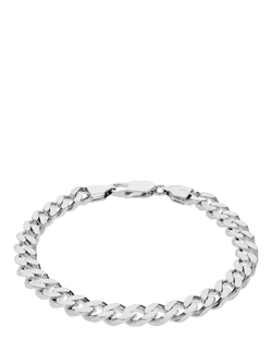 Hoxton London Men's Square Curb Bracelet, Silver, Silver