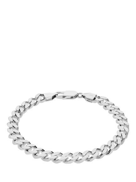 Hoxton London Men's Square Curb Bracelet, Silver, Silver