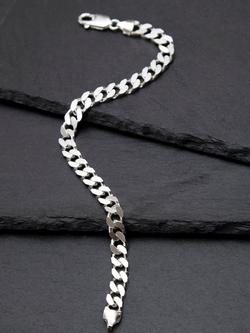 Hoxton London Men's Square Curb Bracelet, Silver - view 2, Silver