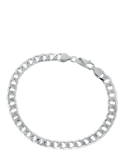 Hoxton London Men's Diamond Cut Curb Bracelet, Silver, Silver