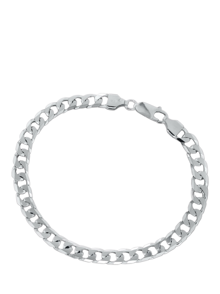 Hoxton London Men's Diamond Cut Curb Bracelet, Silver, Silver