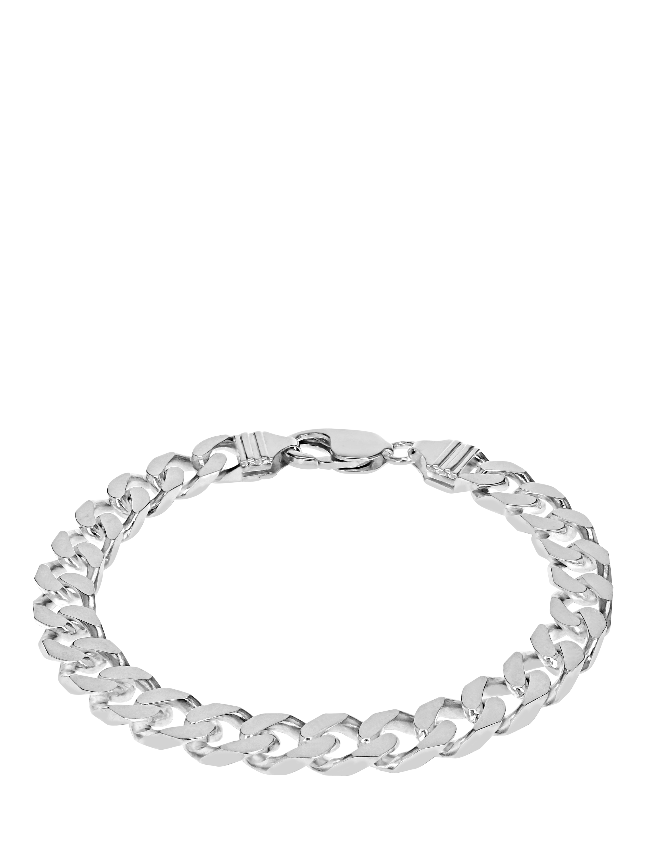 Product image 1 of 5, which shows Hoxton London Men's Flat Curb Bracelet, Silver