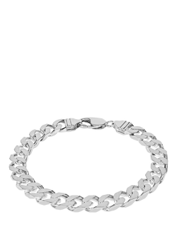 Hoxton London Men's Flat Curb Bracelet, Silver, Silver