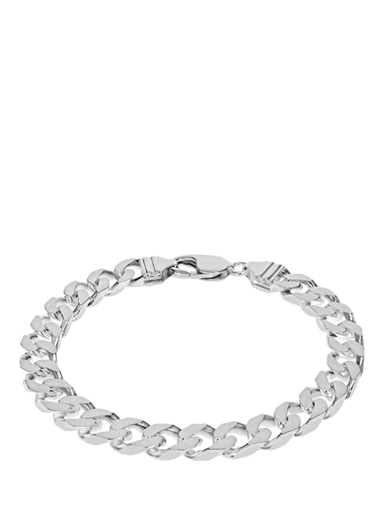 Hoxton London Men's Flat Curb Bracelet, Silver, Silver