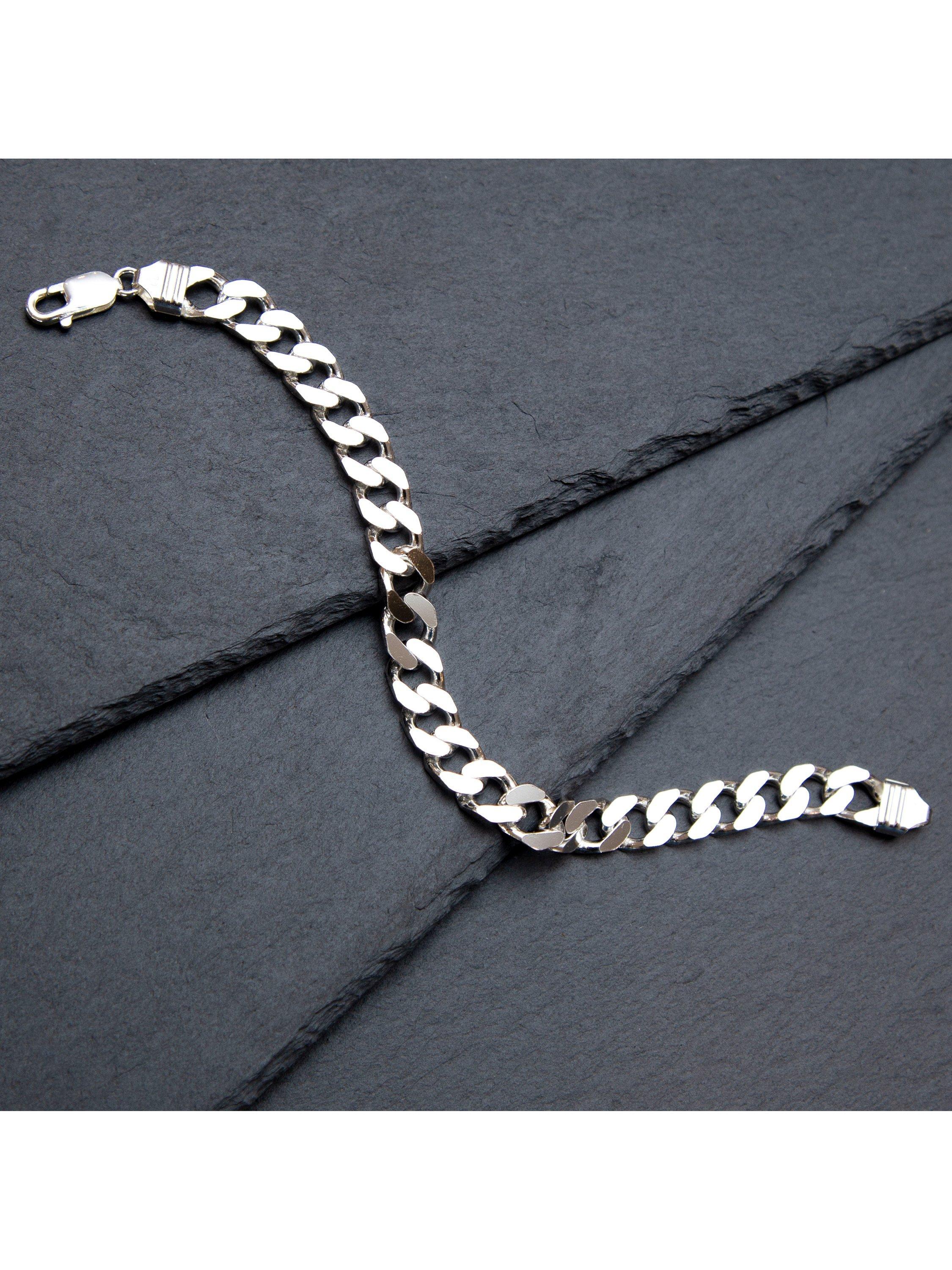 Product image 2 of 5, which shows Hoxton London Men's Flat Curb Bracelet, Silver