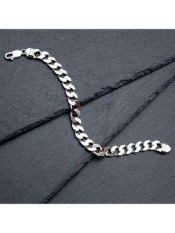 Hoxton London Men's Flat Curb Bracelet, Silver - view 2, Silver