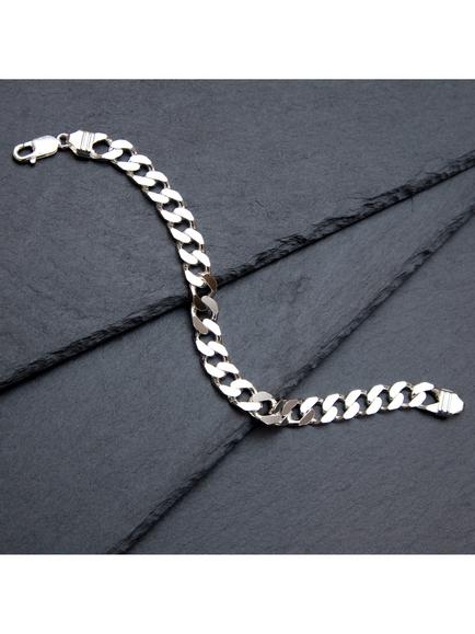 Hoxton London Men's Flat Curb Bracelet, Silver - view 2, Silver