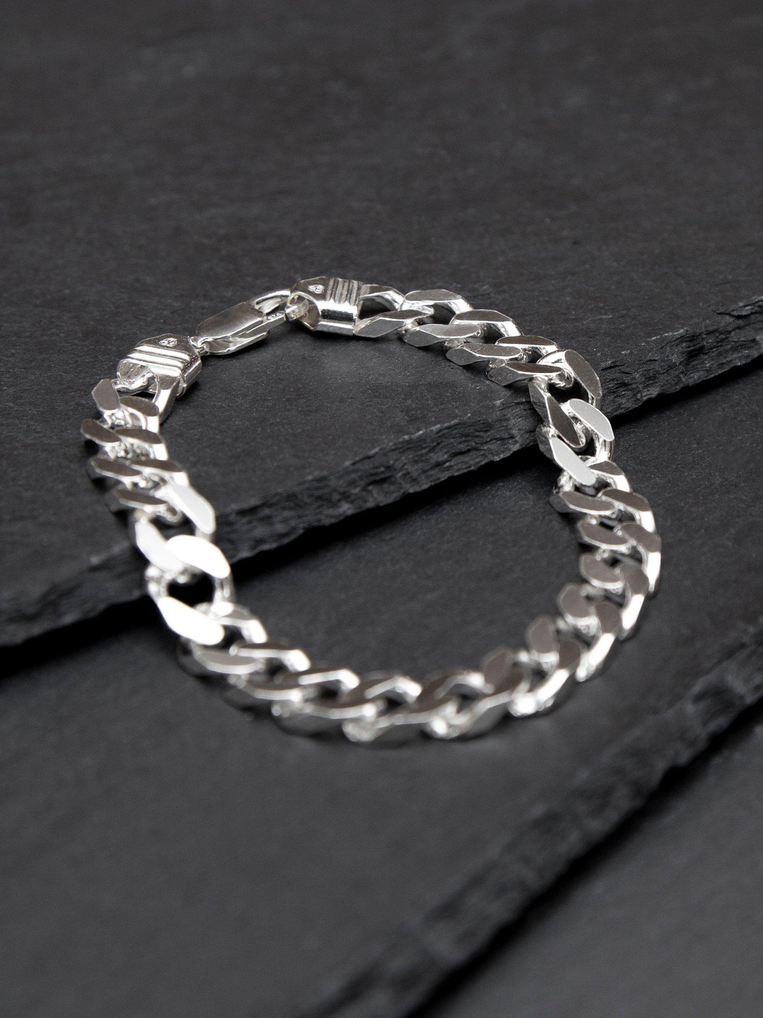 Product image 3 of 5, which shows Hoxton London Men's Flat Curb Bracelet, Silver