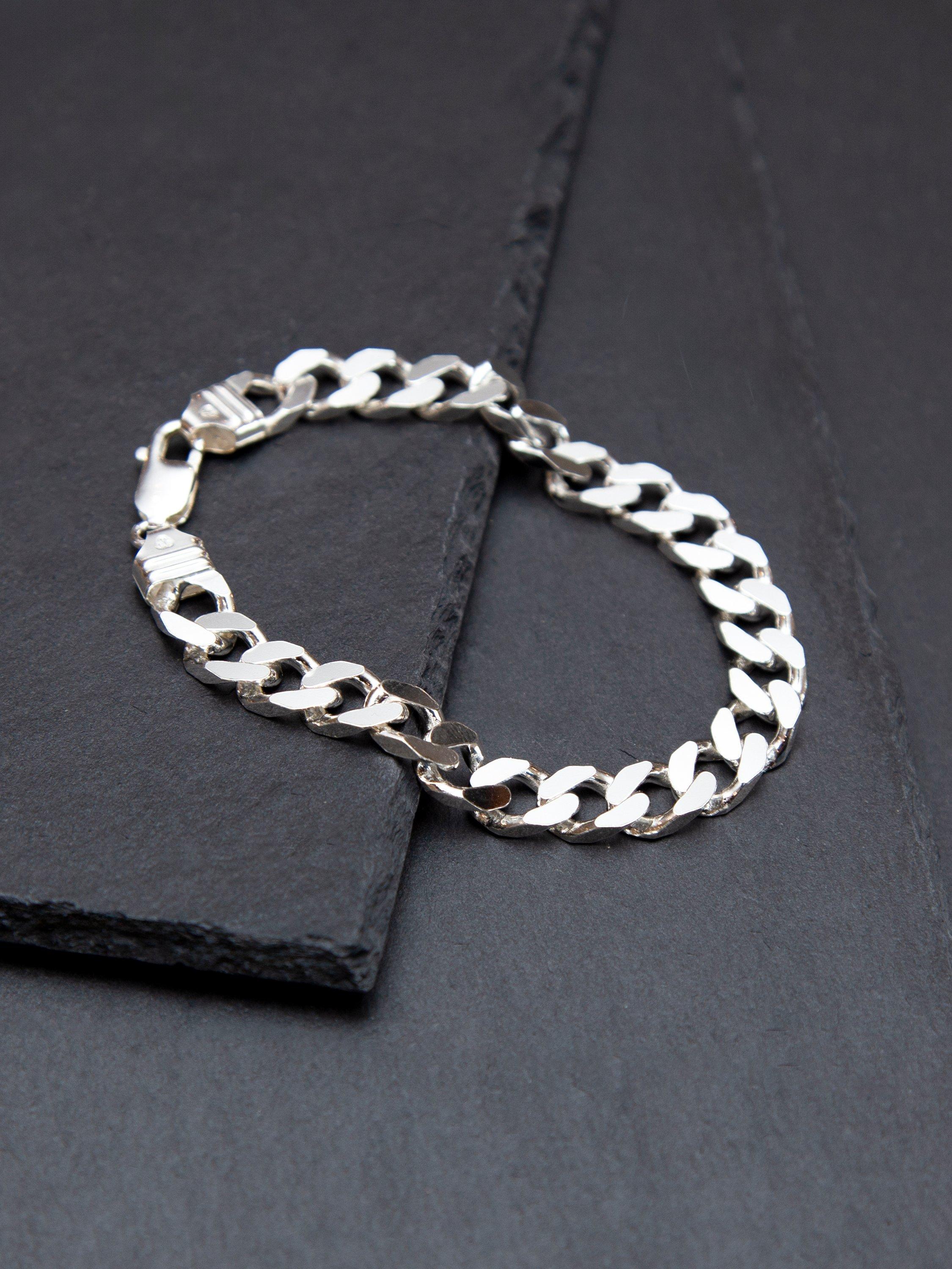 Product image 4 of 5, which shows Hoxton London Men's Flat Curb Bracelet, Silver
