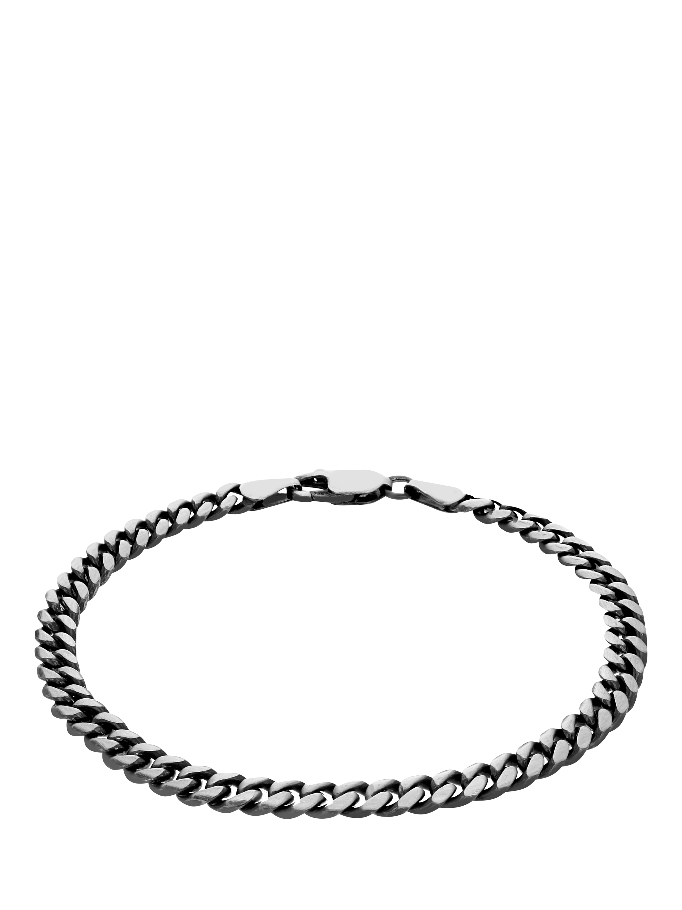 Product image 1 of 4, which shows Hoxton London Men's Oxidised Brushed Curb Bracelet, Silver