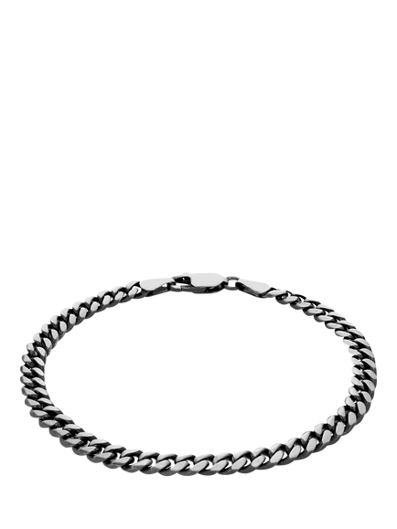 Hoxton London Men's Oxidised Brushed Curb Bracelet, Silver, Silver