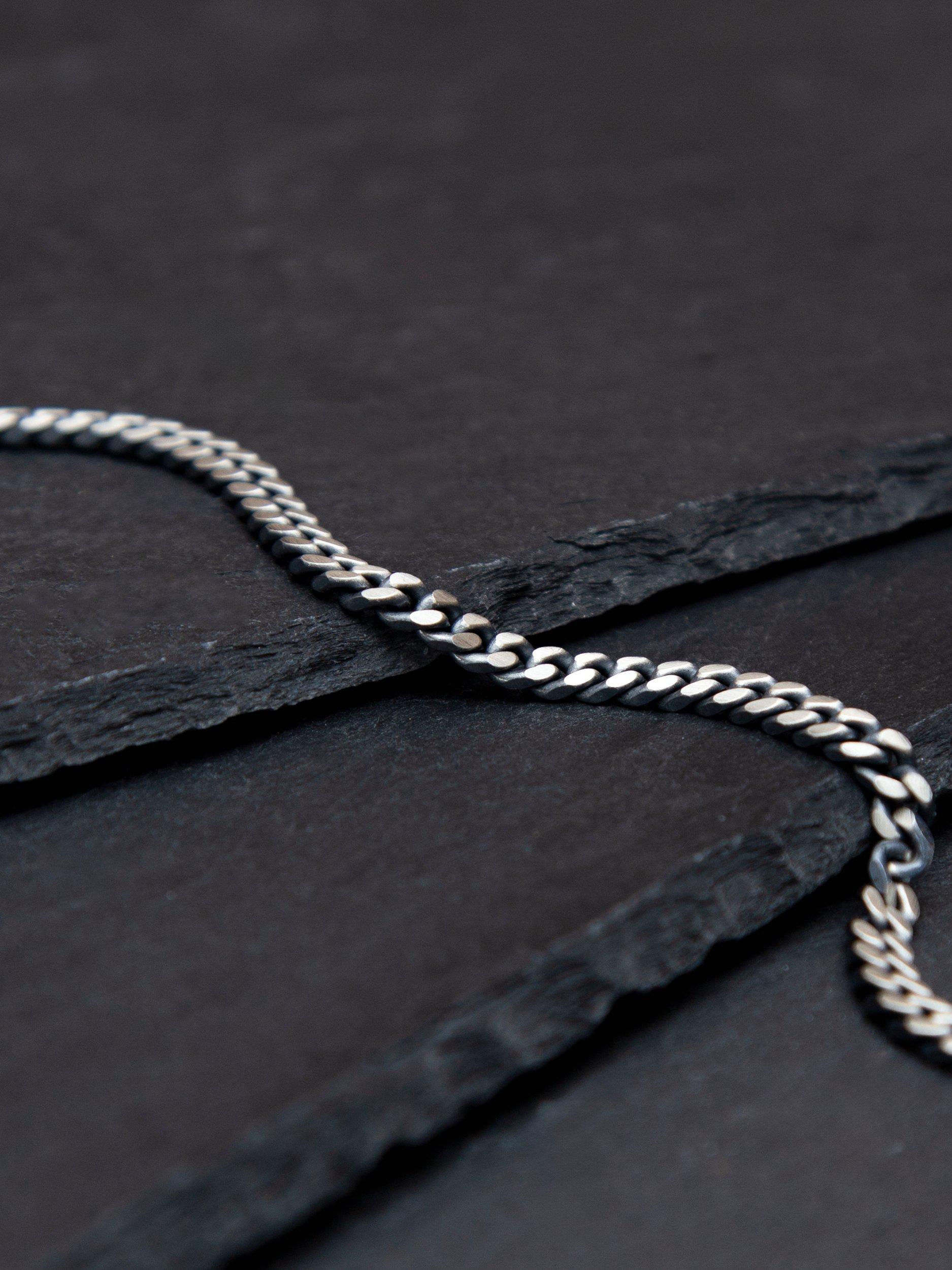 Product image 2 of 4, which shows Hoxton London Men's Oxidised Brushed Curb Bracelet, Silver