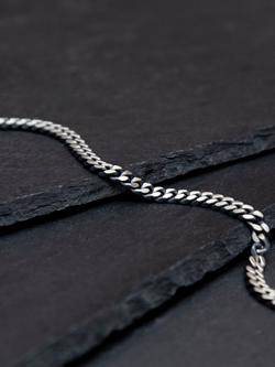 Hoxton London Men's Oxidised Brushed Curb Bracelet, Silver - view 2, Silver