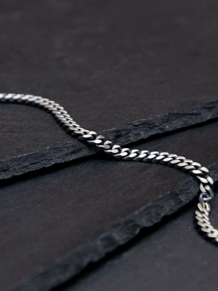 Hoxton London Men's Oxidised Brushed Curb Bracelet, Silver - view 2, Silver