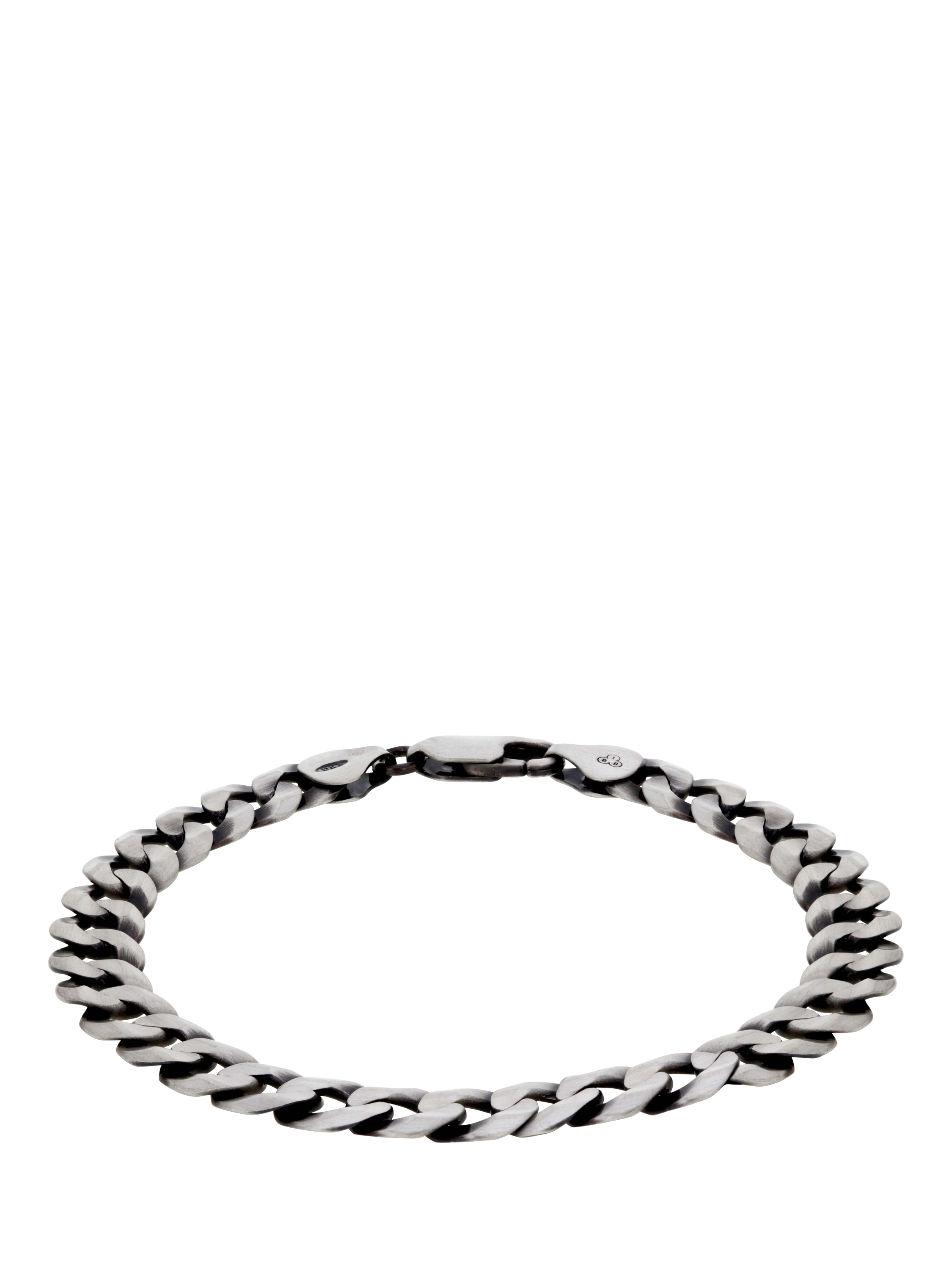 Product image 1 of 4, which shows Hoxton London Men's Oxidised Flat Curb Bracelet, Silver