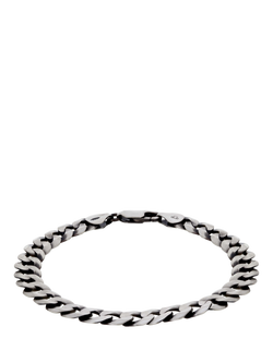 Hoxton London Men's Oxidised Flat Curb Bracelet, Silver, Silver