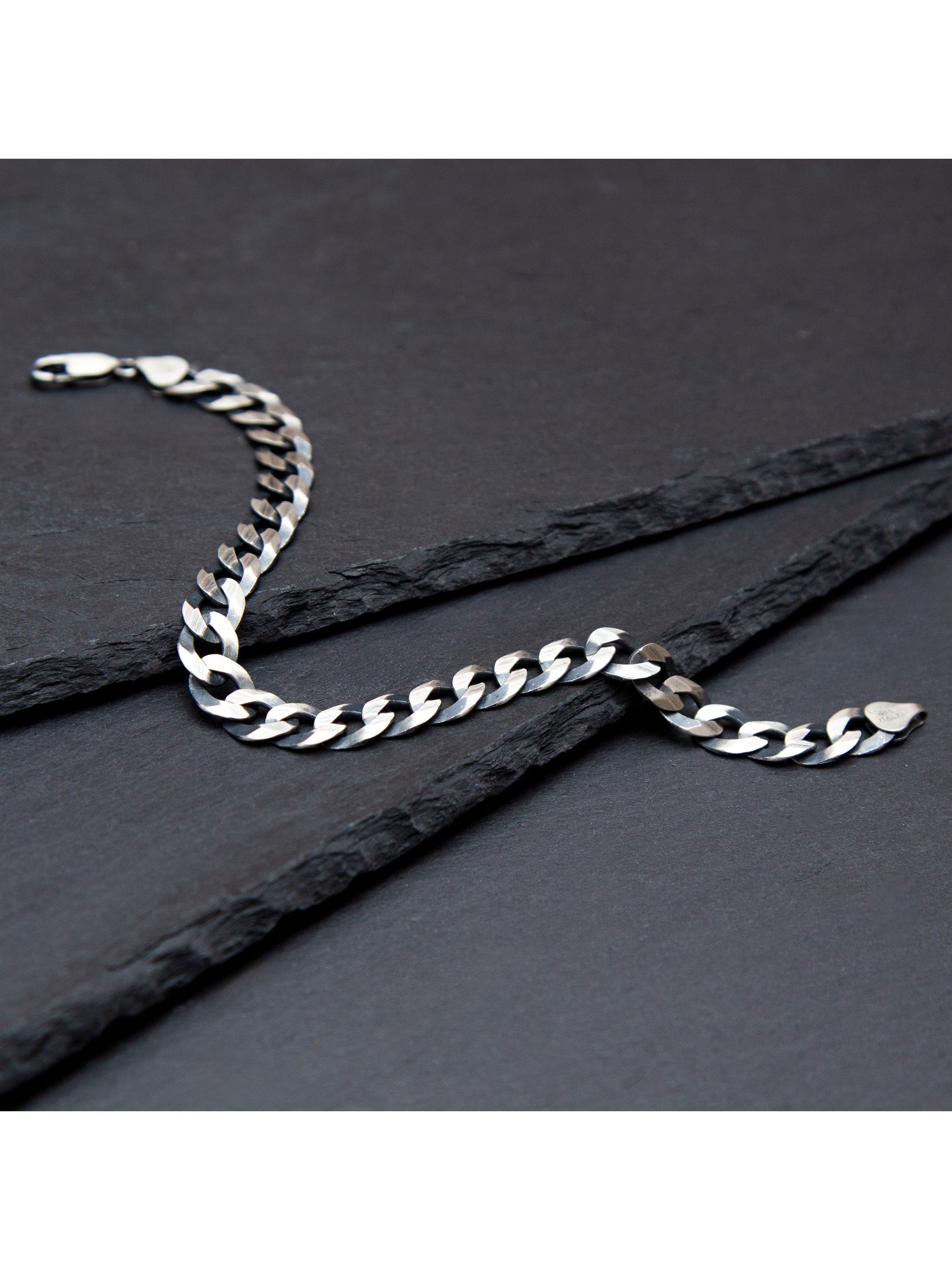 Product image 2 of 4, which shows Hoxton London Men's Oxidised Flat Curb Bracelet, Silver