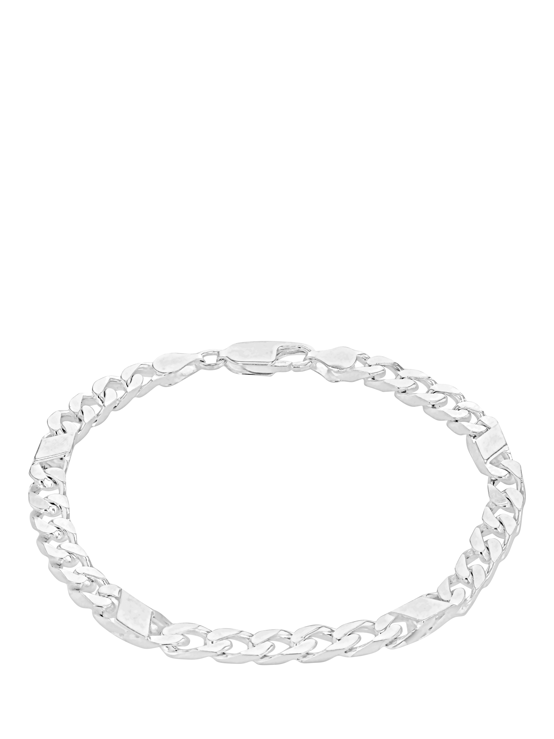 Product image 1 of 5, which shows Hoxton London Men's Sterling Silver Bar & Curb Bracelet, Silver