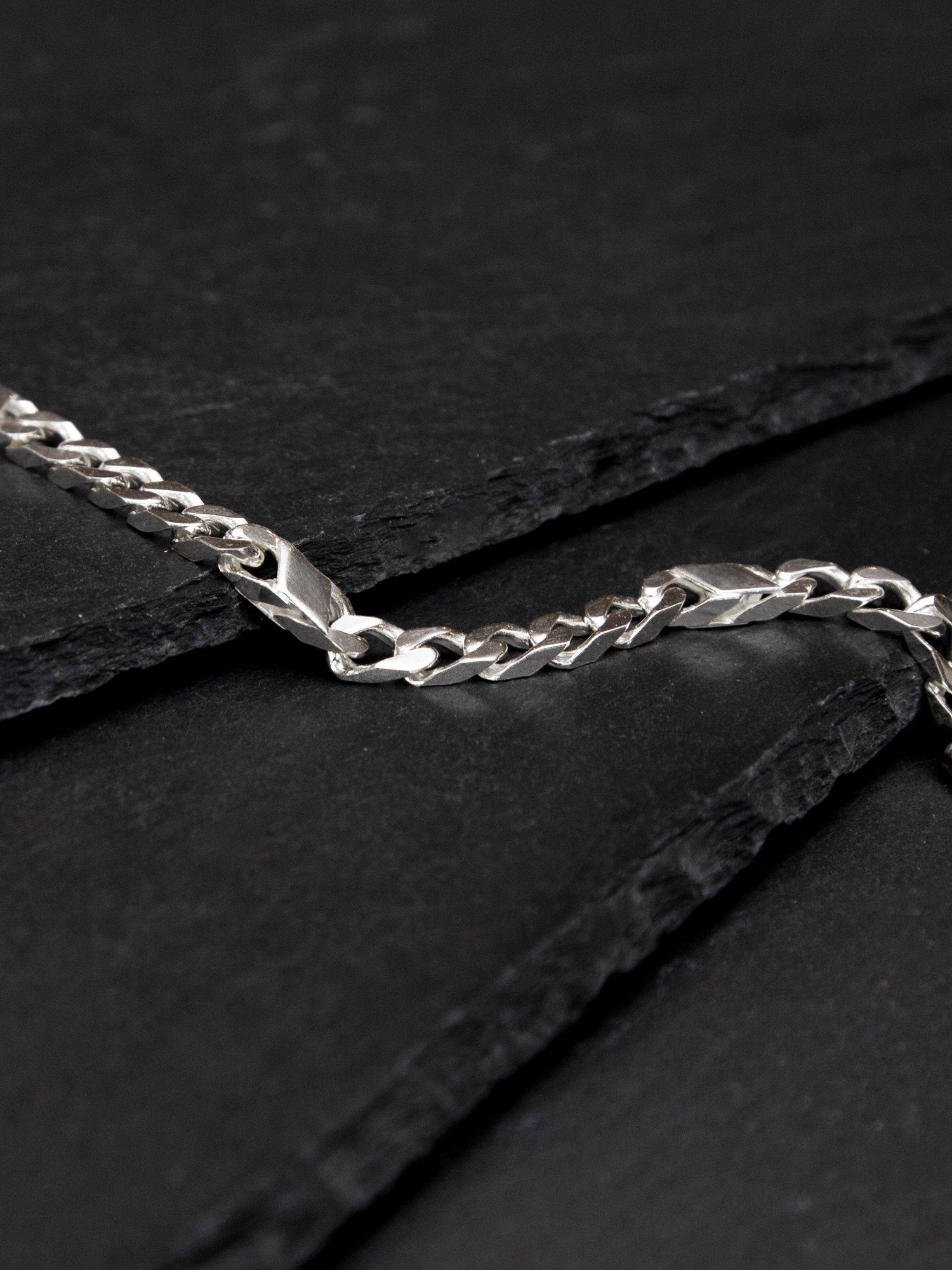 Product image 2 of 5, which shows Hoxton London Men's Sterling Silver Bar & Curb Bracelet, Silver