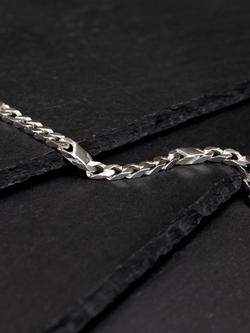 Hoxton London Men's Sterling Silver Bar & Curb Bracelet, Silver - view 2, Silver