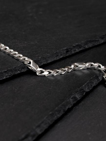 Hoxton London Men's Sterling Silver Bar & Curb Bracelet, Silver - view 2, Silver
