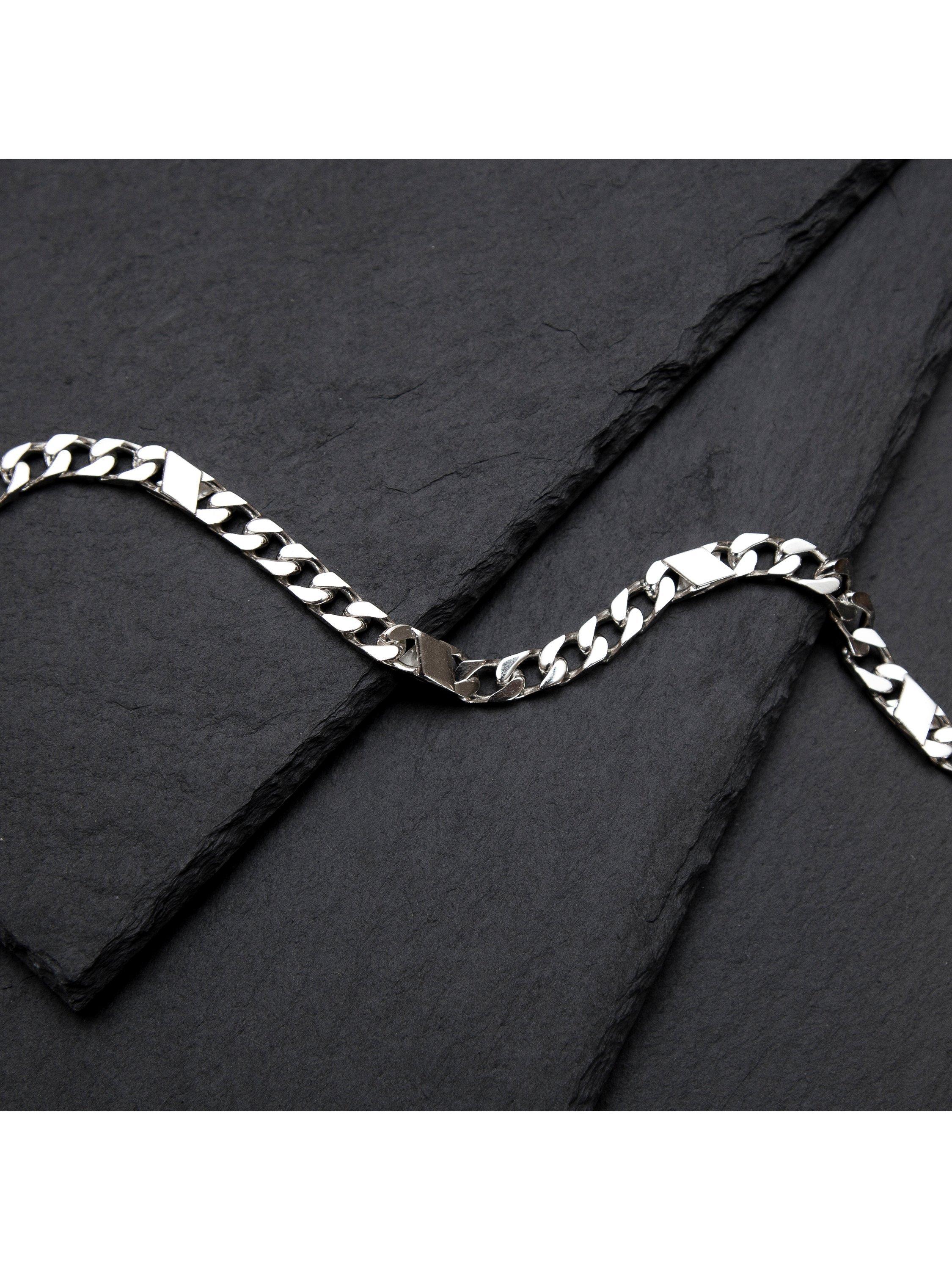 Product image 4 of 5, which shows Hoxton London Men's Sterling Silver Bar & Curb Bracelet, Silver