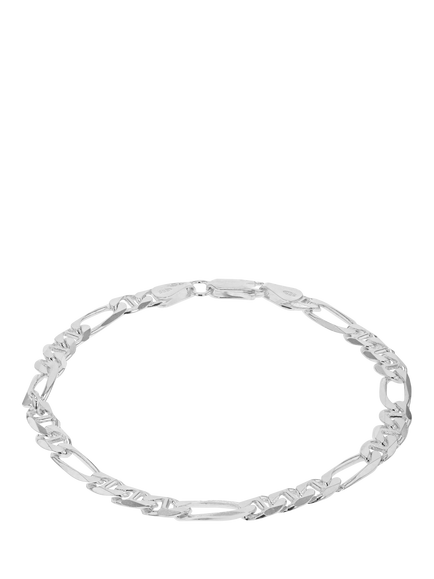 Hoxton London Men's Sterling Silver Figaro Rambo Chain Bracelet, Silver, Silver