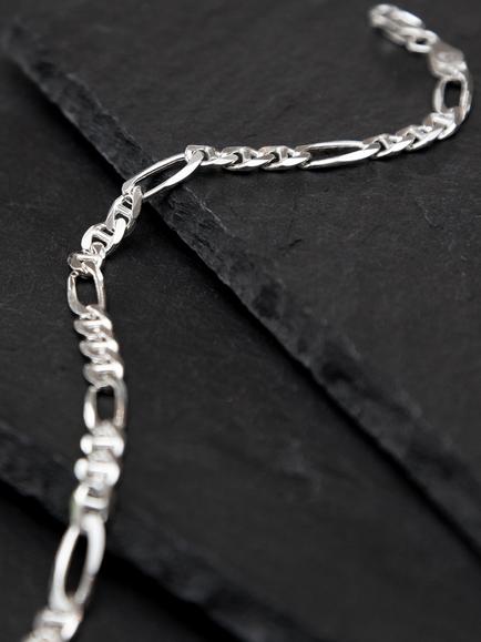 Hoxton London Men's Sterling Silver Figaro Rambo Chain Bracelet, Silver - view 2, Silver