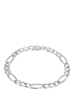 Hoxton London Men's Diamond Cut Figaro Bracelet, Silver, Silver