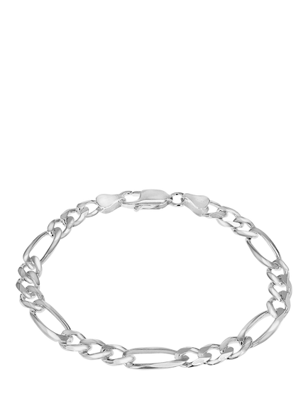 Hoxton London Men's Diamond Cut Figaro Bracelet, Silver, Silver