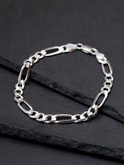 Hoxton London Men's Diamond Cut Figaro Bracelet, Silver - view 2, Silver