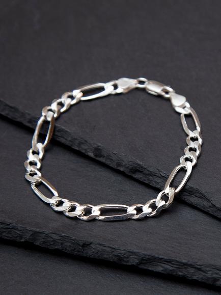 Hoxton London Men's Diamond Cut Figaro Bracelet, Silver - view 2, Silver