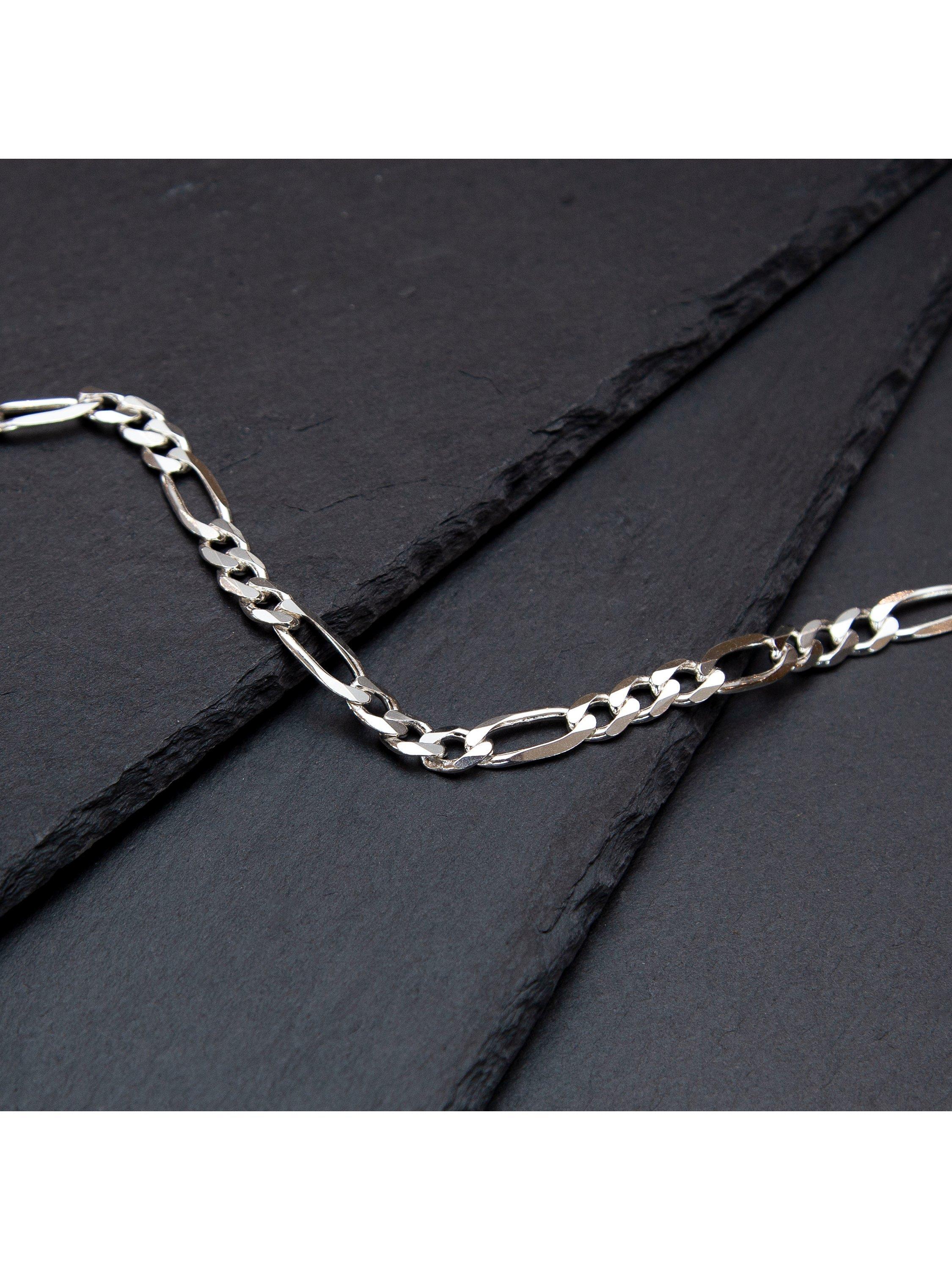 Product image 3 of 4, which shows Hoxton London Men's Diamond Cut Figaro Bracelet, Silver
