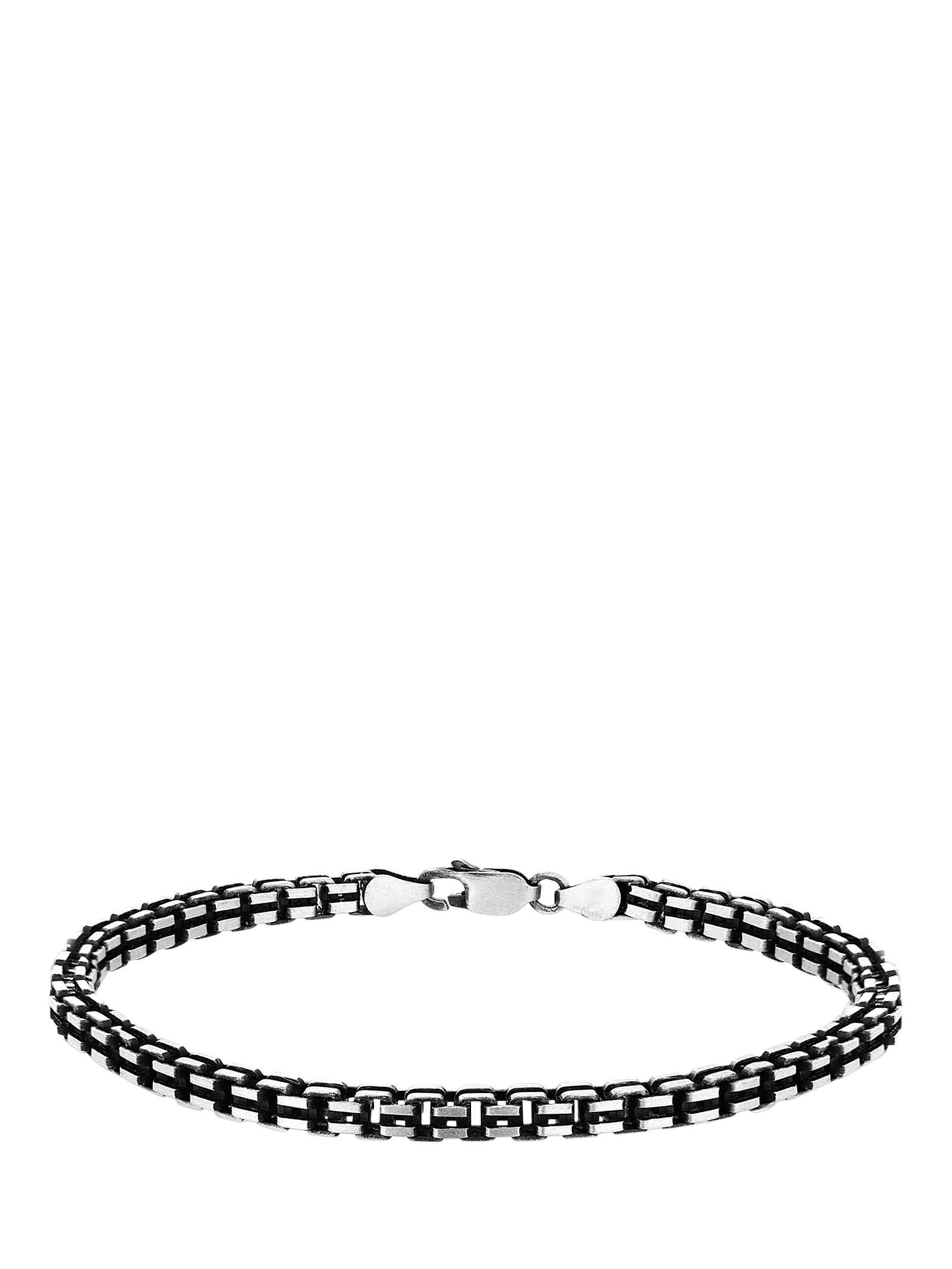 Product image 1 of 4, which shows Hoxton London Men's Oxidised Grooved Box Bracelet, Silver