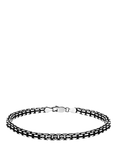 Hoxton London Men's Oxidised Grooved Box Bracelet, Silver