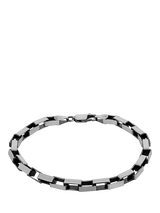 Hoxton London Men's Oxidised Sterling Silver Paper Chain Bracelet, Silver