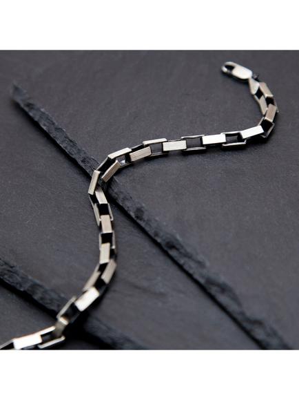 Hoxton London Men's Oxidised Sterling Silver Paper Chain Bracelet, Silver - view 2, Silver