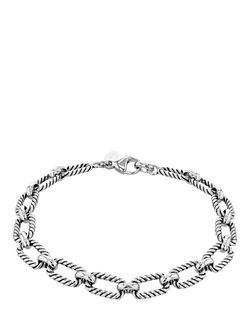 Hoxton Men's Rhodium Plated Twist-Link Bracelet, Silver, Silver