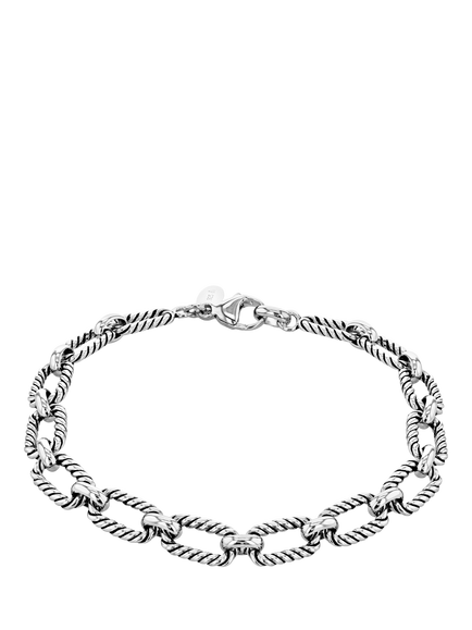 Hoxton Men's Rhodium Plated Twist-Link Bracelet, Silver, Silver
