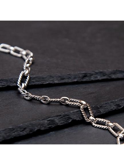 Hoxton Men's Rhodium Plated Twist-Link Bracelet, Silver - view 2, Silver