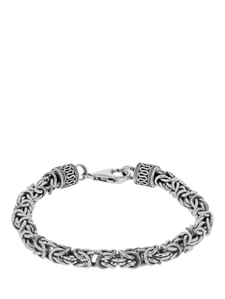 Hoxton London Men's Rhodium Plated Byzantine Bracelet, Silver, Silver