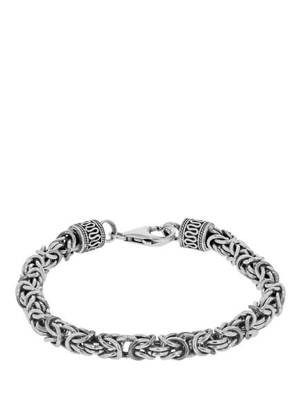 Hoxton London Men's Rhodium Plated Byzantine Bracelet, Silver, Silver