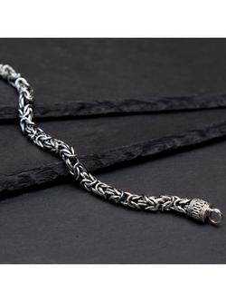 Hoxton London Men's Rhodium Plated Byzantine Bracelet, Silver - view 2, Silver