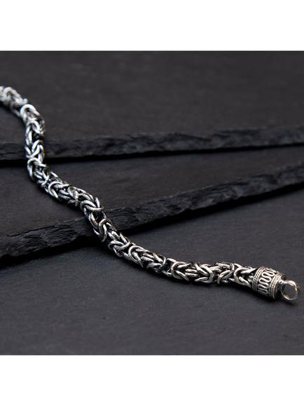 Hoxton London Men's Rhodium Plated Byzantine Bracelet, Silver - view 2, Silver
