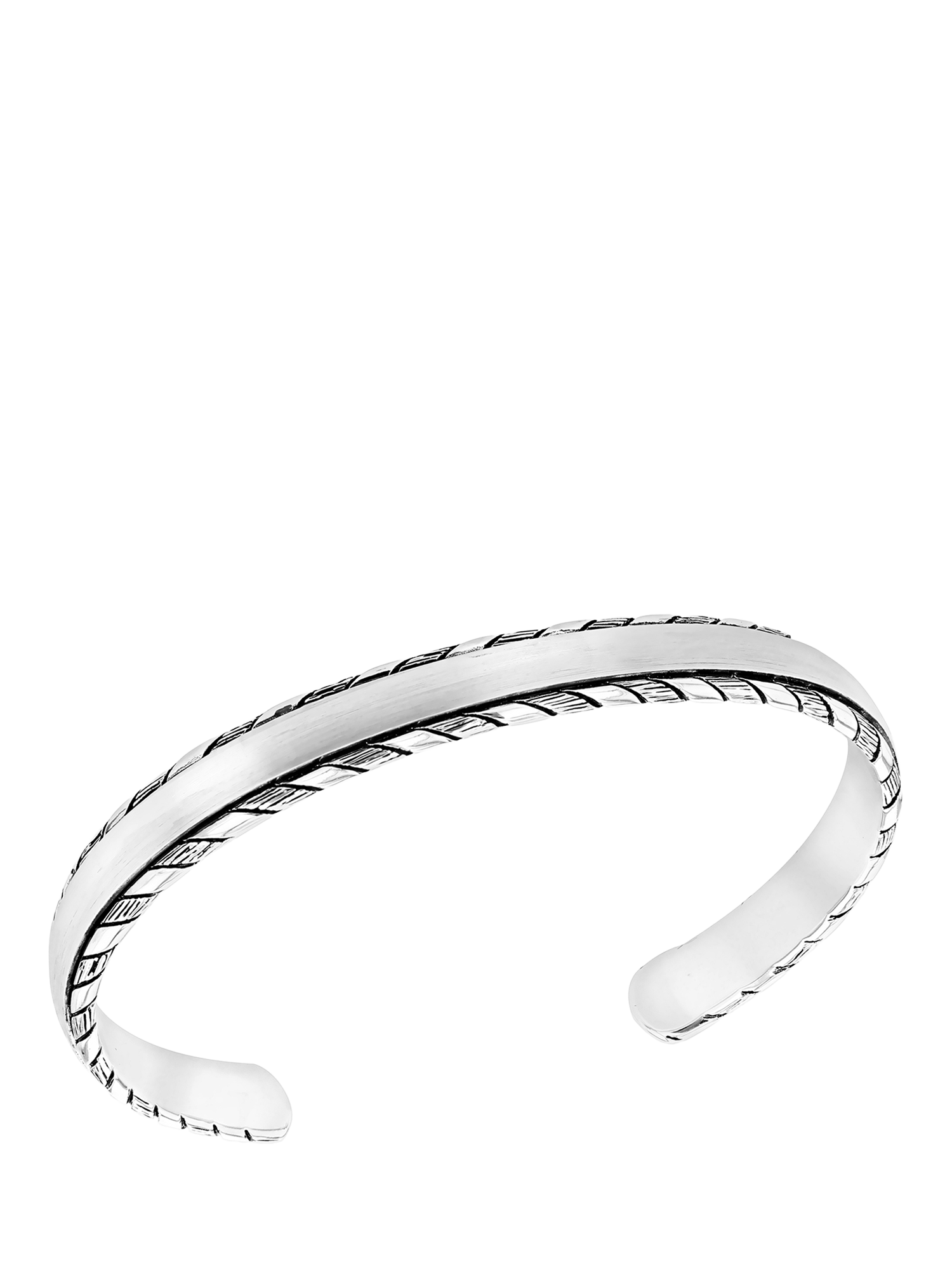 Product image 1 of 4, which shows Hoxton London Men's Rhodium Plated Satin Twist Edge Bangle, Silver