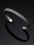 Hoxton London Men's Oxidised Braided Cuff Bangle, Silver