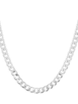 Hoxton London Men's Square Curb Chain Necklace, Silver, Silver
