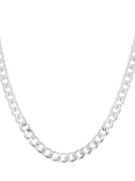 Hoxton London Men's Square Curb Chain Necklace, Silver, Silver